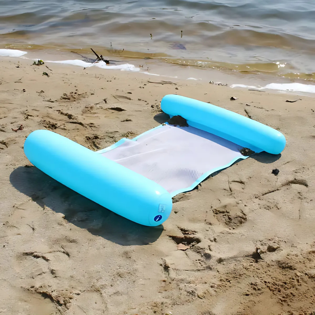 Wasserhängematte mit Pumpe | Luftmatratze für Pool & Strand | Wasserbett mit Netz