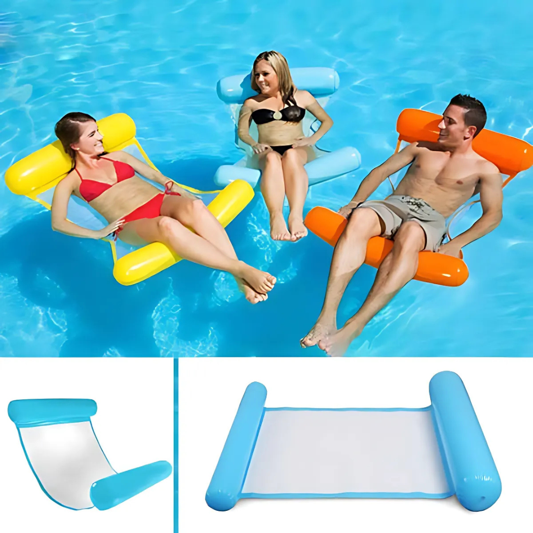 Wasserhängematte mit Pumpe | Luftmatratze für Pool & Strand | Wasserbett mit Netz