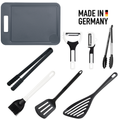 BBQ Griller-Set | 8-Teilig | Grillzange, Wender, Schneidebrett, Grillpinsel & Schäler