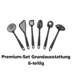 6-Teiliges Premium Küchenhelfer Set vor weißem Hintergrund. Hergestellt in Deutschland.