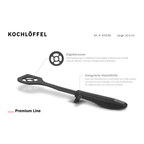 Kochlöffel mit Eigelbtrenner und integrierter Abstellhilfe.