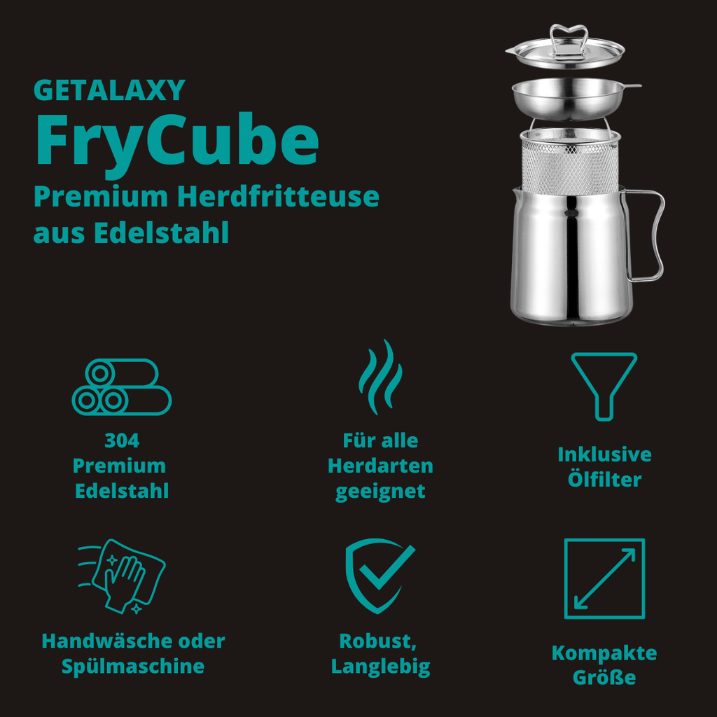 Frycube Frittiertopf Set aus Edelstahl | Herdfritteuse