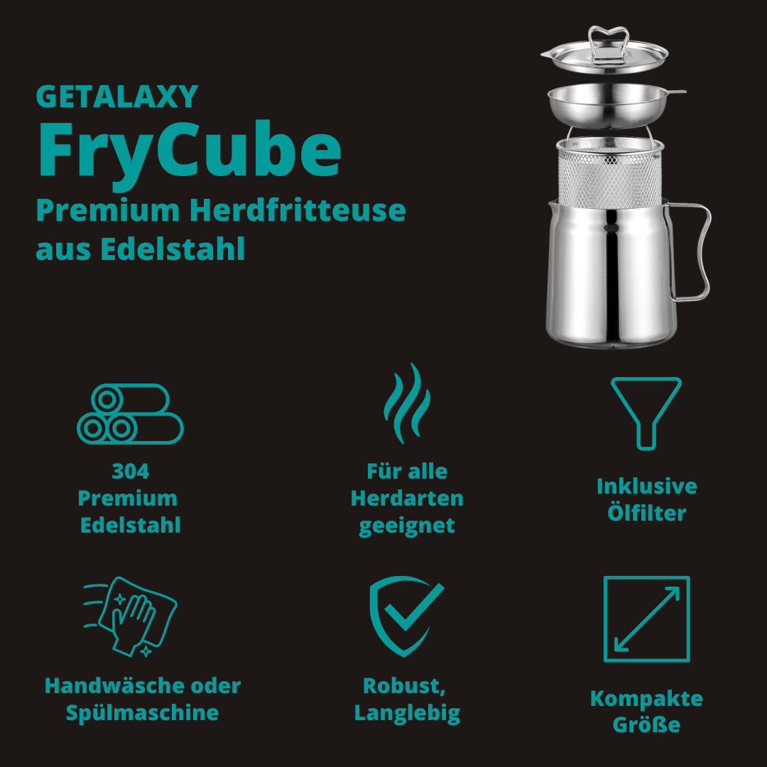 Frycube Frittiertopf Set aus Edelstahl | Herdfritteuse