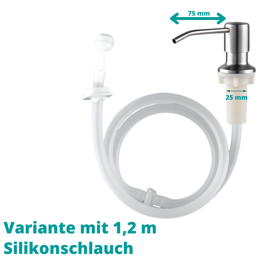 Einbau-Seifenspender Variante mit 1,2m Silikonschlauch.