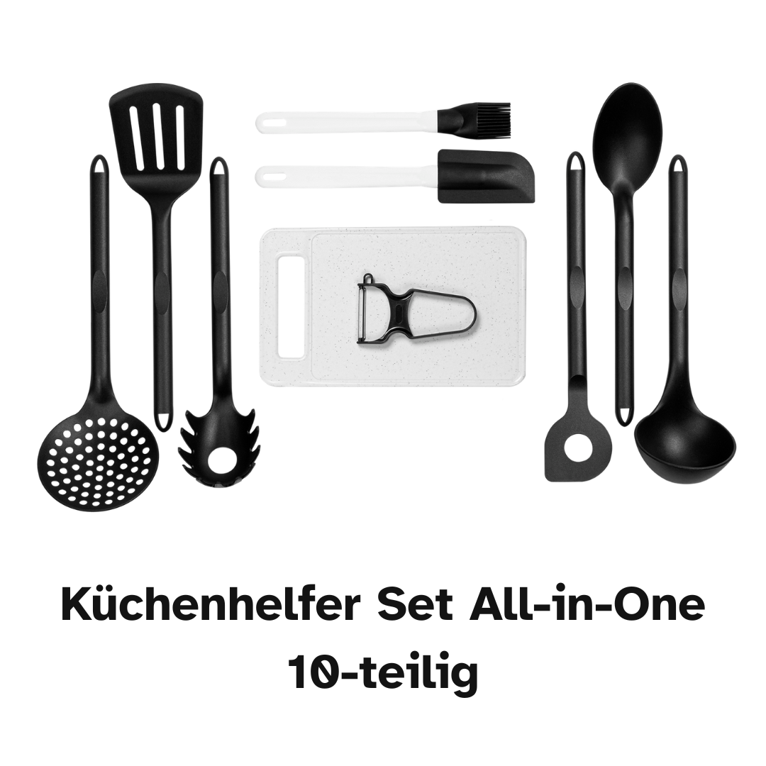 Küchenhelfer-Set All-in-One | Grundausstattung Küchenutensilien | 10-Teilig