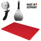Hochwertiges Set für Pizzaliebhaber
Großes Profi-Pizzabrett, scharfer Edelstahl-Pizzaschneider und breite Pizzaschaufel sind enthalten.
