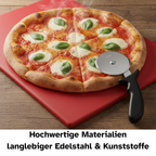 Pizzabrett und Pizzaschneider aus langlebigen Materialien.