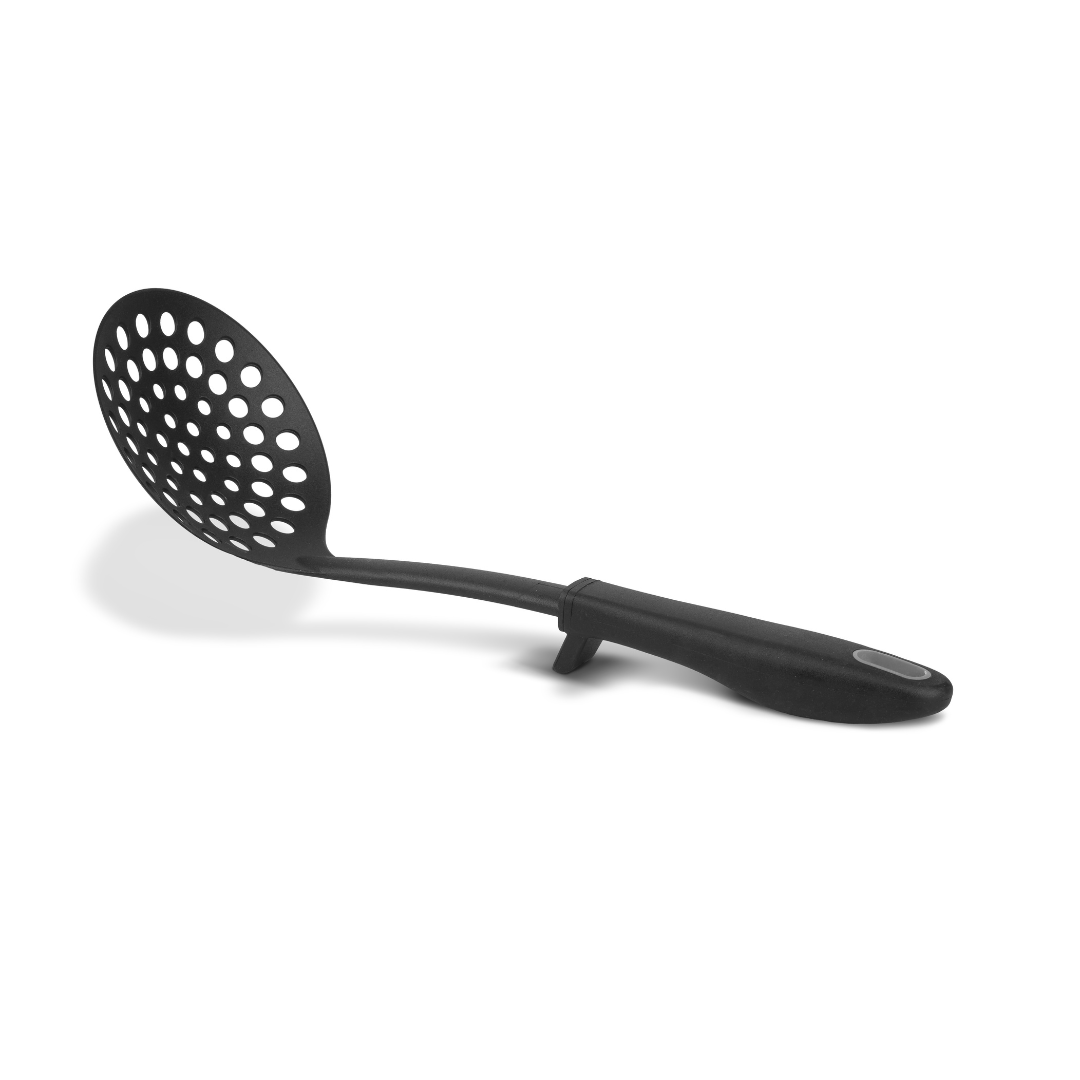 Premium Schaumlöffel mit Abstellhilfe | Abseihlöffel aus Kunststoff | Hitzebeständig bis 270°C