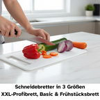 Schneidebrett, im Set sind 3 Größen enthalten. XXL-Profibrett, Basic- und Frühstücksbrett.