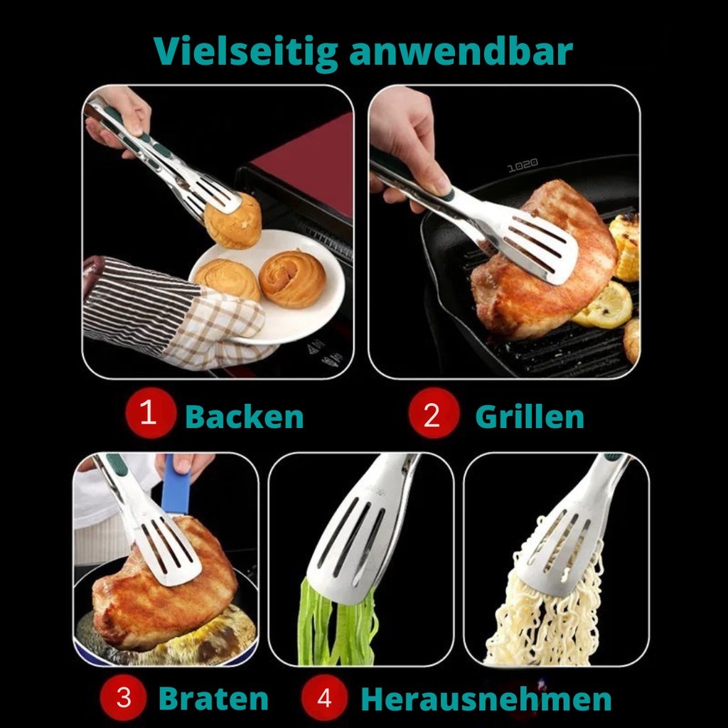 Edelstahl Grill- und Küchenzange