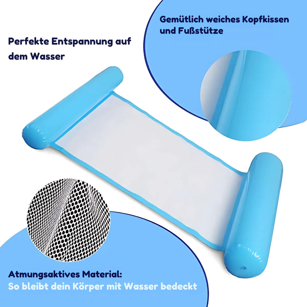 Wasserhängematte mit Pumpe | Luftmatratze für Pool & Strand | Wasserbett mit Netz
