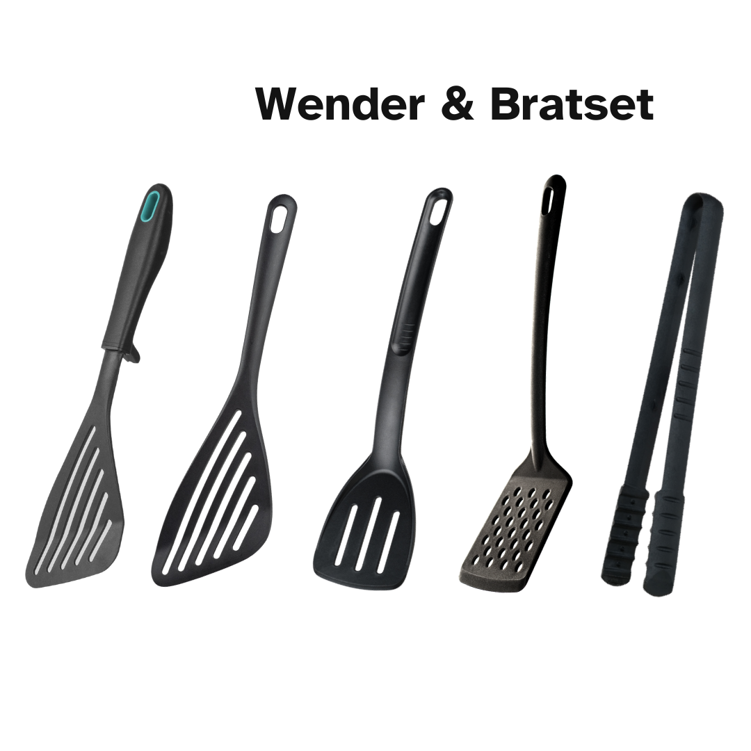 Wender & Bratset | 5-Teilig | Bratwender, Bratschaufeln, Pfannenwender, Grillzange