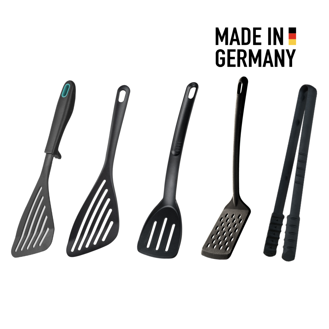 Wender & Bratset | 5-Teilig | Bratwender, Bratschaufeln, Pfannenwender, Grillzange