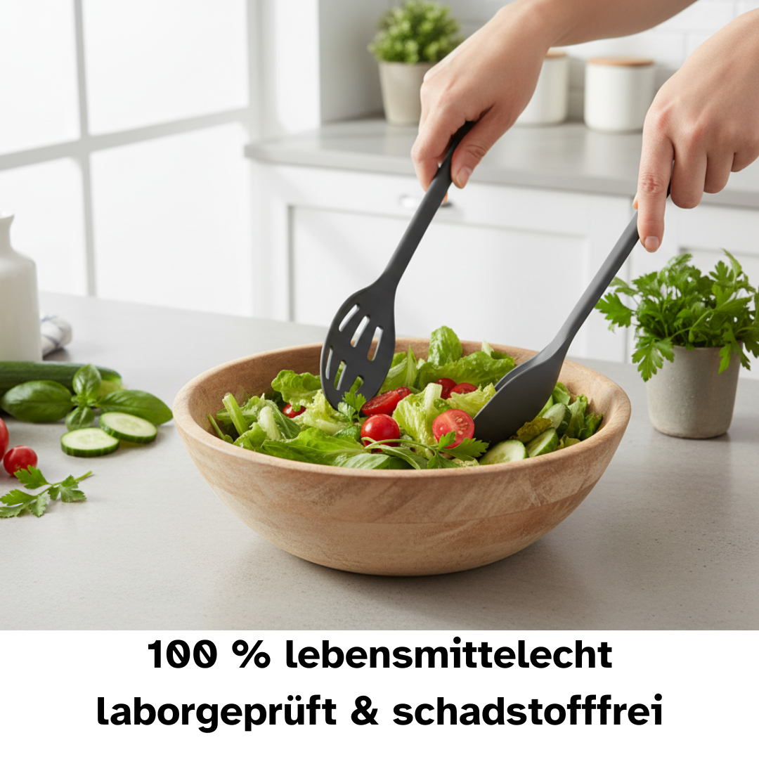 Salatbesteck aus 100% lebensmittelechten Materialien.